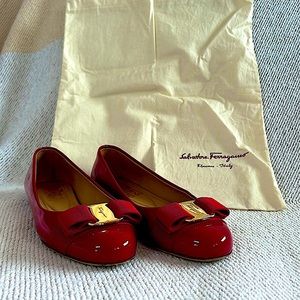 Ferragamo Varina Patent Leather Ballet Flats